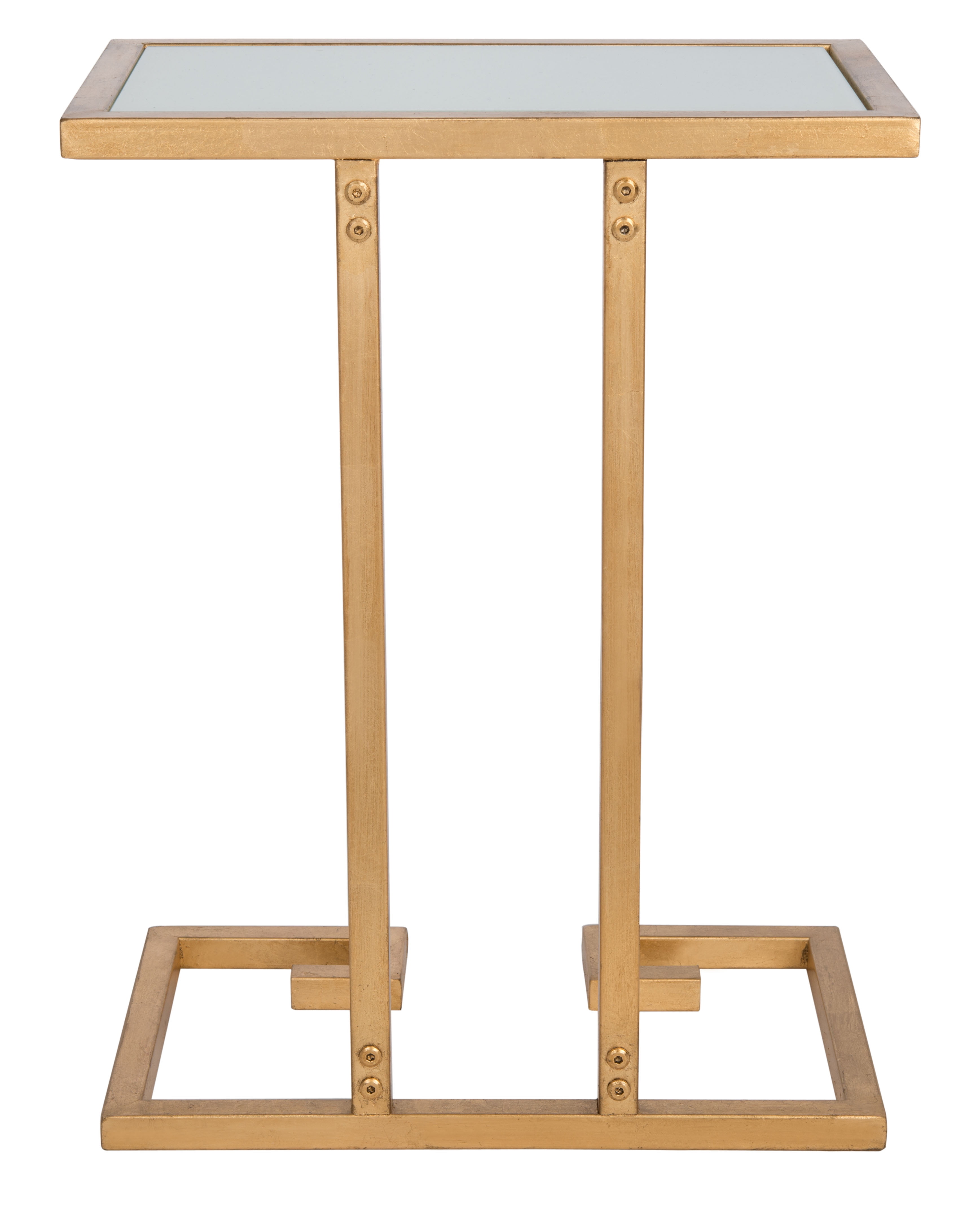SAFAVIEH Murphy Solid Classic Accent Table, Gold/White Glass