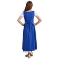 thumbnail image 4 of inhzoy Renaissance Dress for Girls Medieval Princess Costume Retro Lace-up Maxi Dress Halloween Dress up Short-sleeve-Blue-A 14, 4 of 8