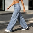 thumbnail image 4 of Straight Leg Jeans for Women Drape Soft Loose Fit Denim Pants High Waisted Stretchy Vintage Baggy Denim Pants with Pockets Daily Casual Streetwear Trousers, 4 of 6