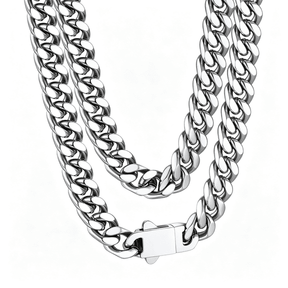 SELIVO 7MM Stainless Steel Mens Chain Necklaces Miami Cuban Link Chain for Men 22 Inches Chunky Cuban Chain Men Jewelry Birthday Valentines Father Day Gift for Dad Son Husband