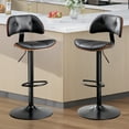 thumbnail image 7 of Bar Stools Set of 2, Adjustable Bentwood Barstools, Faux Leather Upholstered Counter Height Barstools with Back for Bar, Kitchen Island, Dining Room, Black, 7 of 7