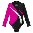 thumbnail image 3 of Alvivi Kids Girls Long Sleeve Mesh Splice Gymnastic Ballet Dance Leotard Bodysuit Sports Activewear Hot Pink 14, 3 of 5