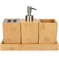 thumbnail image 5 of Juego de accesorios de baño - 4 accesorios de baño de bambú - Portacepillos de dientes - Dispensador de jabón - Vaso - Soporte, 5 of 5