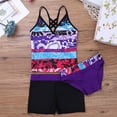 thumbnail image 3 of Nyeemya Tankinis Swimsuit Girls 3PCS Sleeveless Tank Top with Briefs and Shorts Sets Kids Floral Bathing Suit Purple 8, 3 of 7
