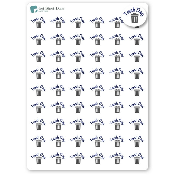 Trash Day Planner Stickers / Chore Reminder Stickers / Bullet Journaling / Bujo / Essential Productivity Stickers