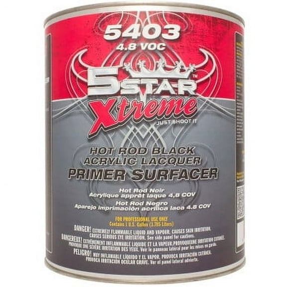 5 Star Extreme 5ST-5403-1 Black Hot Rod Lacquer Primer, 1 gal