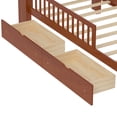 thumbnail image 4 of Twin Size Bed with Headboard Storage Rack, Two Under-Bed Drawers, Three-Side Guardrails for Safety and Security,Walnut, 4 of 16
