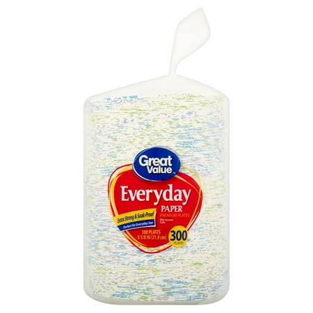 Great Value Everyday Paper Plates, 8 5/8u0022, 300 Count