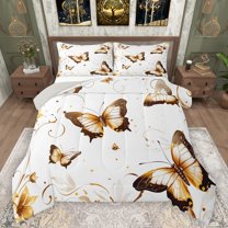 Manfei Flying Butterflies Boy Girl Bedding Comforter Set 2pcs,Exotic Style Twin Comforter Sets Microfiber,Dreamy Princess Breathable Bedding Set,Super Cozy Room Decor,Reversible