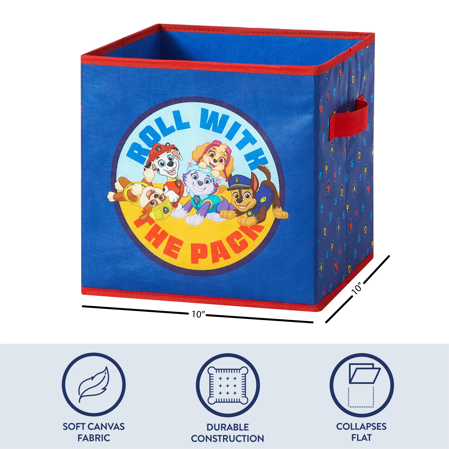 Paw Patrol Kids' 4-Pack Pinted Toy Storage Cubes, 10" x 10"