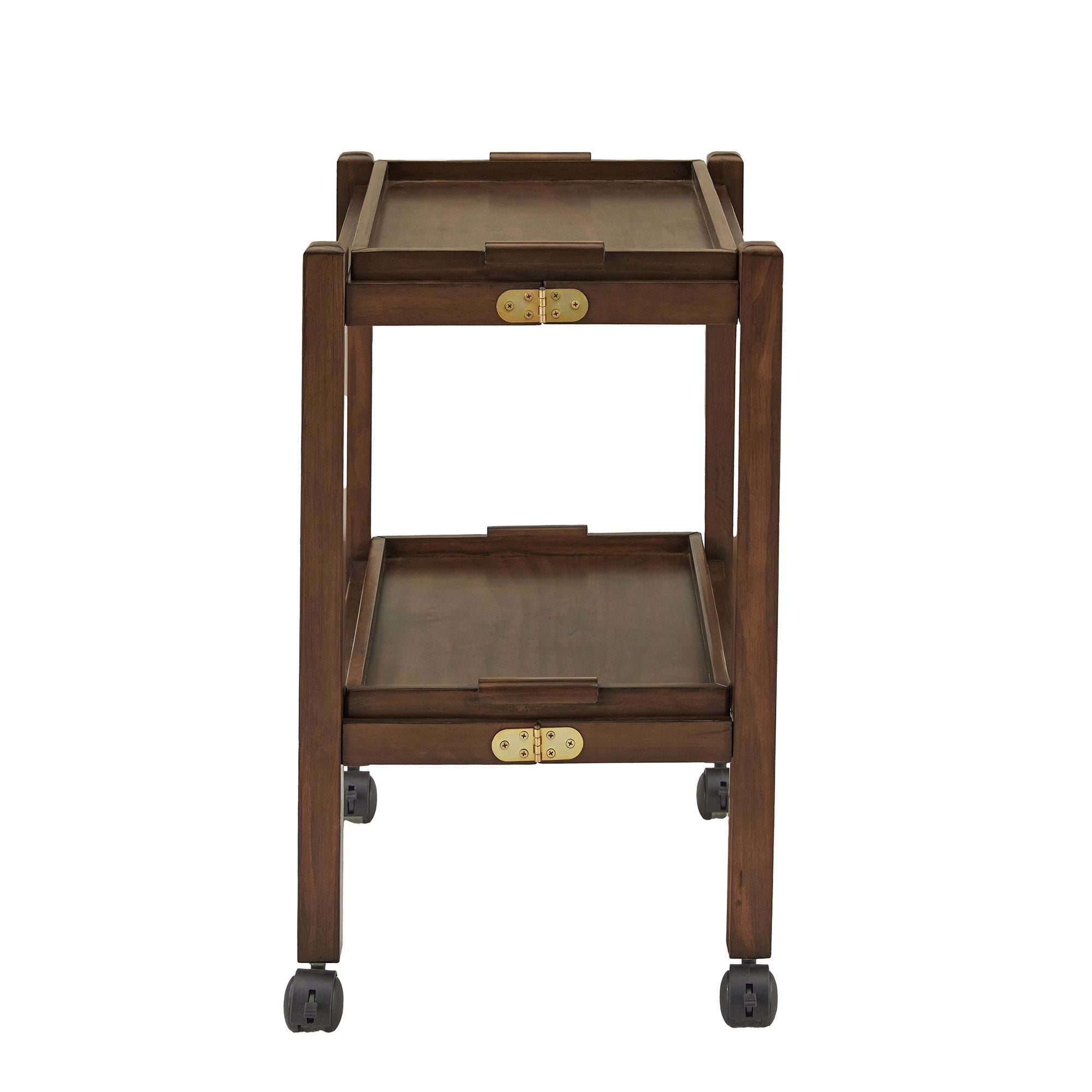 Weston Home Telluride Wood Finish Folding Bar Cart with Two Detachable Trays, Walnut Finish