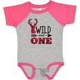 thumbnail image 3 of Inktastic Plaid Deer Wild and 1 with Arrow Boys or Girls Baby Bodysuit, 3 of 5