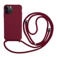 thumbnail image 3 of Funda de teléfono de silicona con correa cruzada y cordón para iPhone 16, 15, 14, 13, 12 Mini, 11 Pro Max Plus, carcasa trasera de TPU suave de color caramelo, 3 of 5