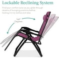thumbnail image 6 of HYJY Oversized Zero Gravity Chair, Folding Outdoor Patio Recliner, XL Anti Gravity Lounger w/Removable Cushion, Cup Holder, Side Tray, 350lb Capacity - Amethyst Purple, 6 of 8