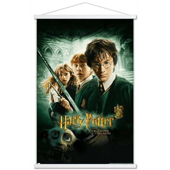 Harry Potter and the Chamber of Secrets - International One Sheet Wall Poster with Wooden Magnetic Frame, 22.375" x 34"