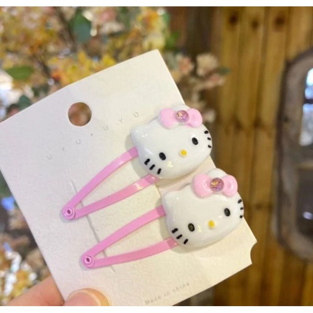 Sanrio pinza para el pelo para niña, accesorios para el cabello de dibujos animados de Hello Kitty, Clip para el cabello para niña, tocado para niña, Clip para el cabello con lazo de gatito, regalo