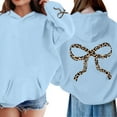 thumbnail image 2 of Preppy Cute Pullover Tops, Long Sleeve Hooded Tops Hooded Sweatshirt for Girls Cute Leopard Sweatshirts Long Sleeve Warm Tops Preppy Cute Pullover, Light Blue 100, 2 of 7