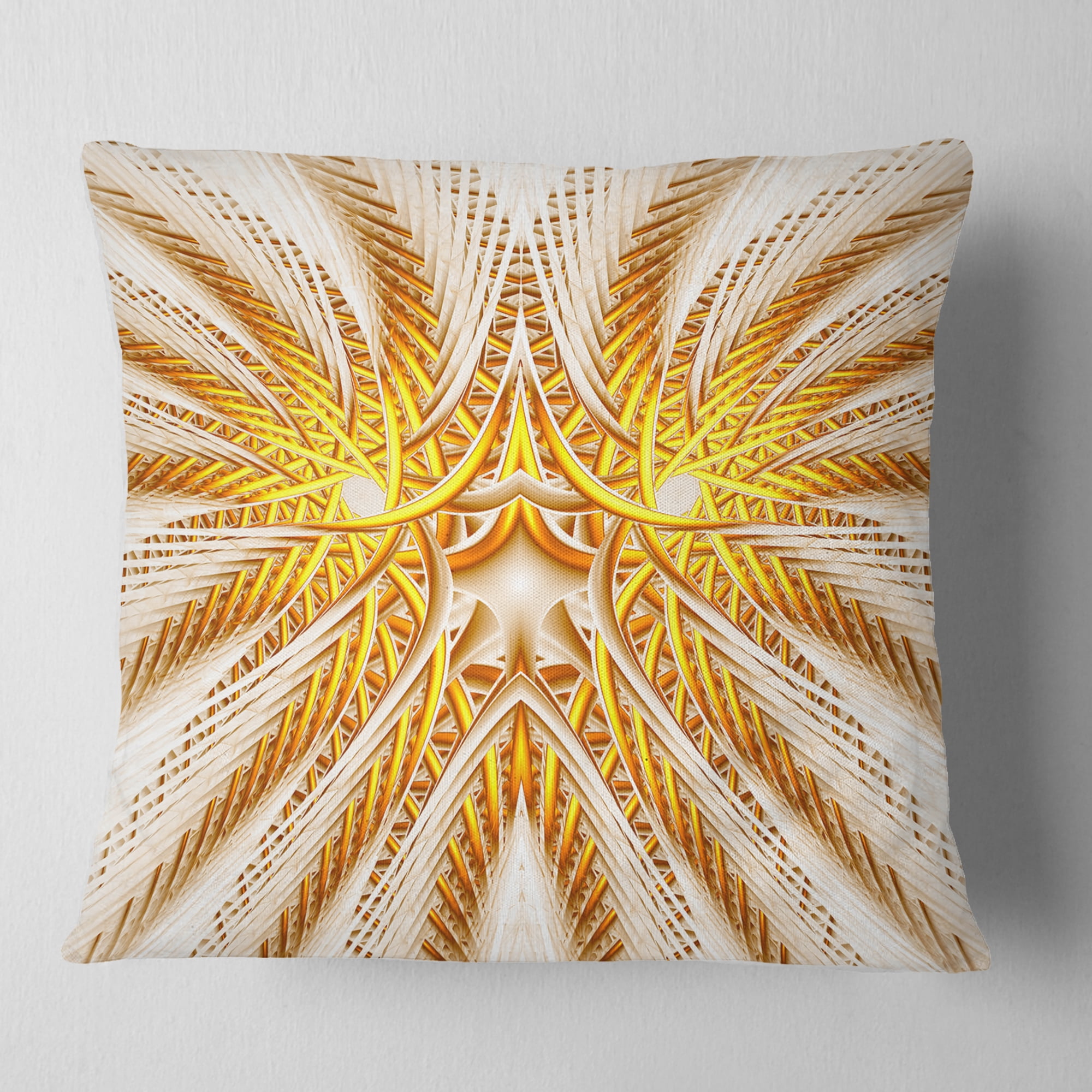 Designart 18" x 18" Yellow Polyester Throw Pillow