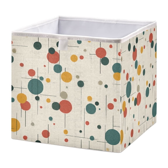 Foldable Fabric Storage Bin Home Cubes Clothing Organizer Bins Large Collapsible Box Basket for Home Organizer Colorful Dots and Lines