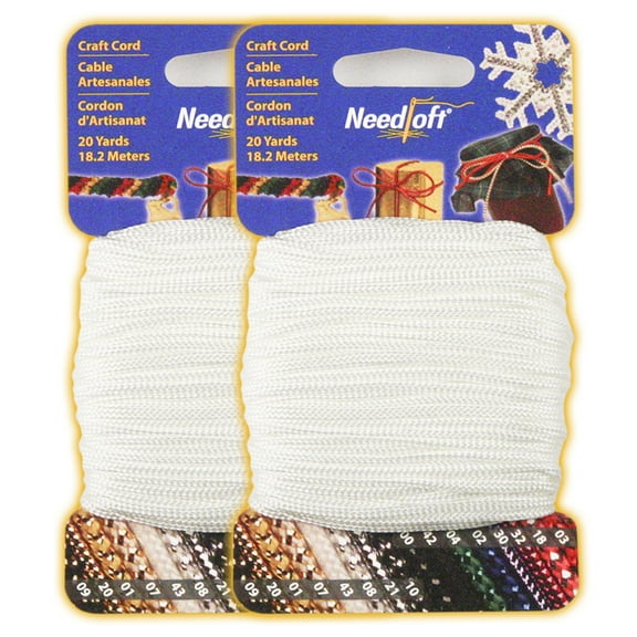 Needloft Craft Cord - #43 Solid White - 2 Pack (2x20yds) = 40 Yards