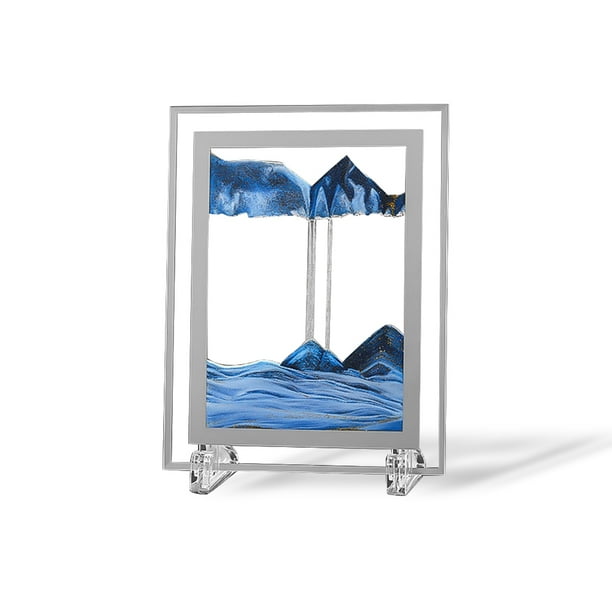 Mesa de imagen de arena en movimiento, arte de paisaje de arena giratorio, decoración de pintura 3D, sala de estar, oficina, adorno de escritorio, regalos de fiesta, 7 pulgadas, azul Inevent HA027437-03B
