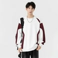 thumbnail image 4 of toraway Chandails à Capuchon pour Hommes Chandail en Molleton Blanc à Col Rond pour Hommes au Printemps et Automne Nouveaux Styles pour Adolescents en Patchwork Rétro Coréen Vêtements Amples et Lourds à Manches Longues m, 4 of 4