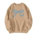 thumbnail image 5 of BODOAO Oversized Sweatshirt for Women Crewneck Bow Print Long Sleeve Pullover Hoodies Tops Fall Fashion Outfits Clothes 2025 Bow Graphic Pullover Sweatshirts Crewneck Pullover Tops Khaki Xxl, 5 of 5