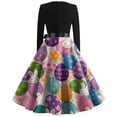 thumbnail image 3 of HOXZODT Womens Easter Dress 2026 Long Sleeve A-Line Zipper Dresses for Women Holiday Bunny Egg Print Spring Dress, Purple, L, 3 of 4