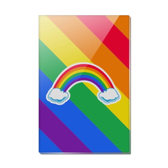 Double Rainbow with Clouds Rectangle Acrylic Fridge Refrigerator Magnet