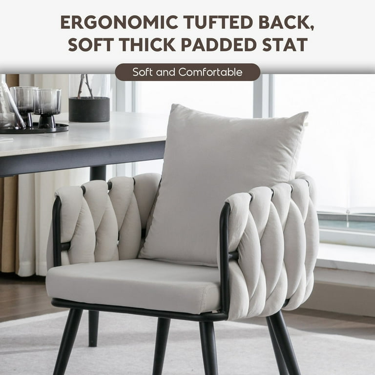 Aukfa Dining Chairs Set of 2, Velvet Comfy Reading Accent Chair w