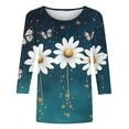 thumbnail image 4 of KIHOUT Shirts for Women Petite Fashion Printed Blouse 3/4 Sleeves Shirt Round Neck Casual Tops, 4 of 5