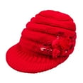 thumbnail image 2 of Yirtree Womens Hats Winter Beanie with Brim Warm Cable Knit Newsboy Cap Visor with Sequined Flower, 2 of 8