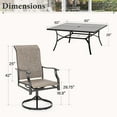 thumbnail image 6 of 9-Piece Outdoor Patio Dining Set with Large Square Metal Steel Table with Umbrella Hole & High-Back Padded Swivel Chairs for 8-Person, Black & Grayish-brown, 6 of 13