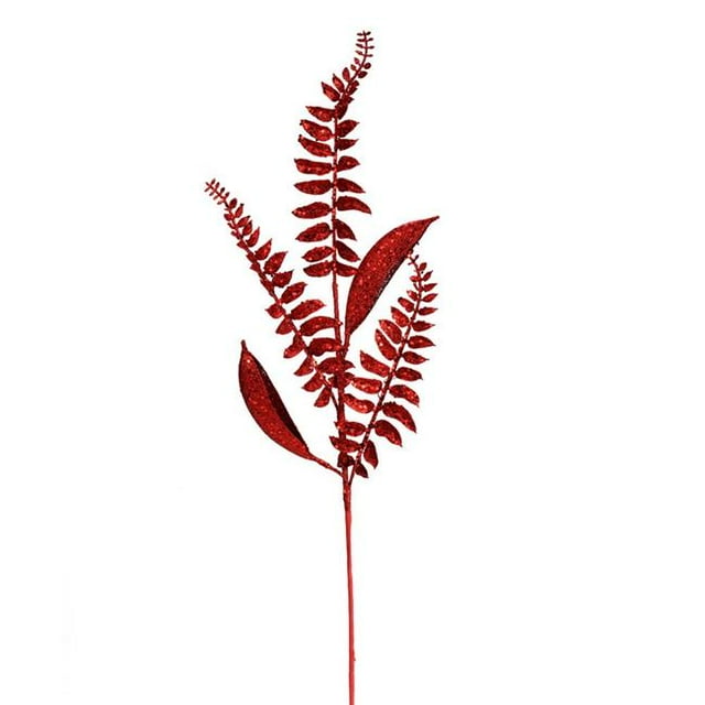 Vickerman QG192203 33 in. Red Fern Leaf Spray - 6 per Bag
