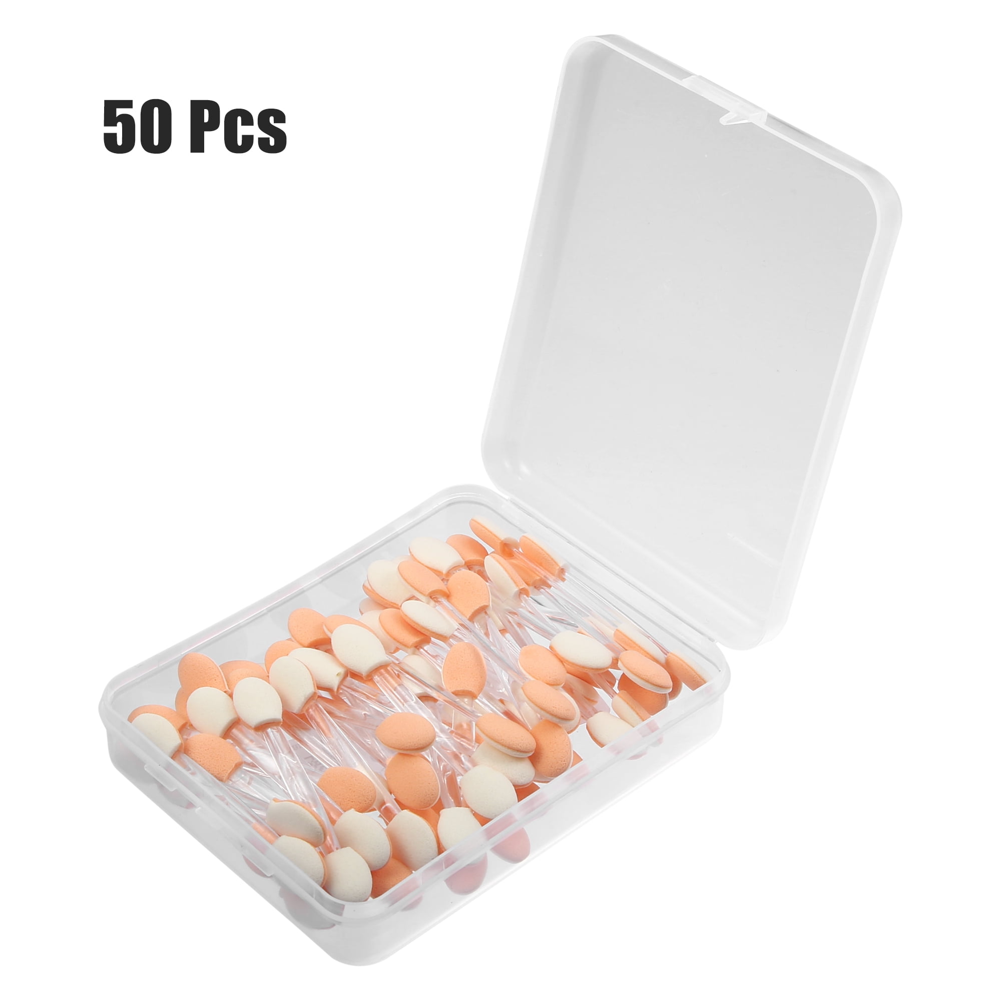 Unique Bargains 50 Pcs Dual Sided Eye Shadow Sponge Applicators with Container for Makeup