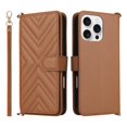 thumbnail image 2 of For iPhone 13 Pro Diamond Pattern PU Leather Wallet Case Magnetic Flip Cover Multi-Card Slots Pocket Kickstand With Detachable Shoulder Strap And Wrist Strap,Brown,For iPhone 13 Pro, 2 of 6