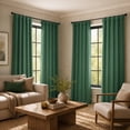 thumbnail image 3 of HPD Half Price Drapes Key Green Faux Linen Room Darkening Curtains for Bedroom & Living Room Curtains (1 Panel), Door & Window Curtains 96 inches long, Rod Pocket Curtains & Drapes, 50W X 96L, 3 of 11