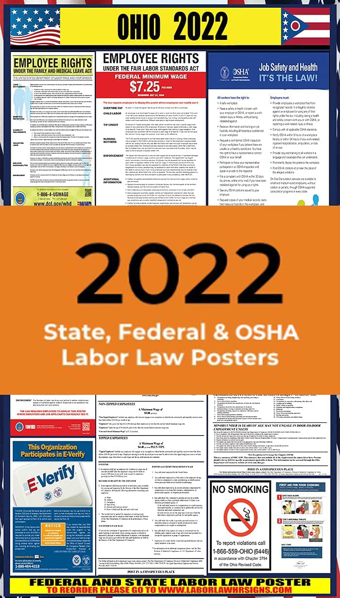 2022 Ohio (OH) State Labor Law Poster State, Federal and