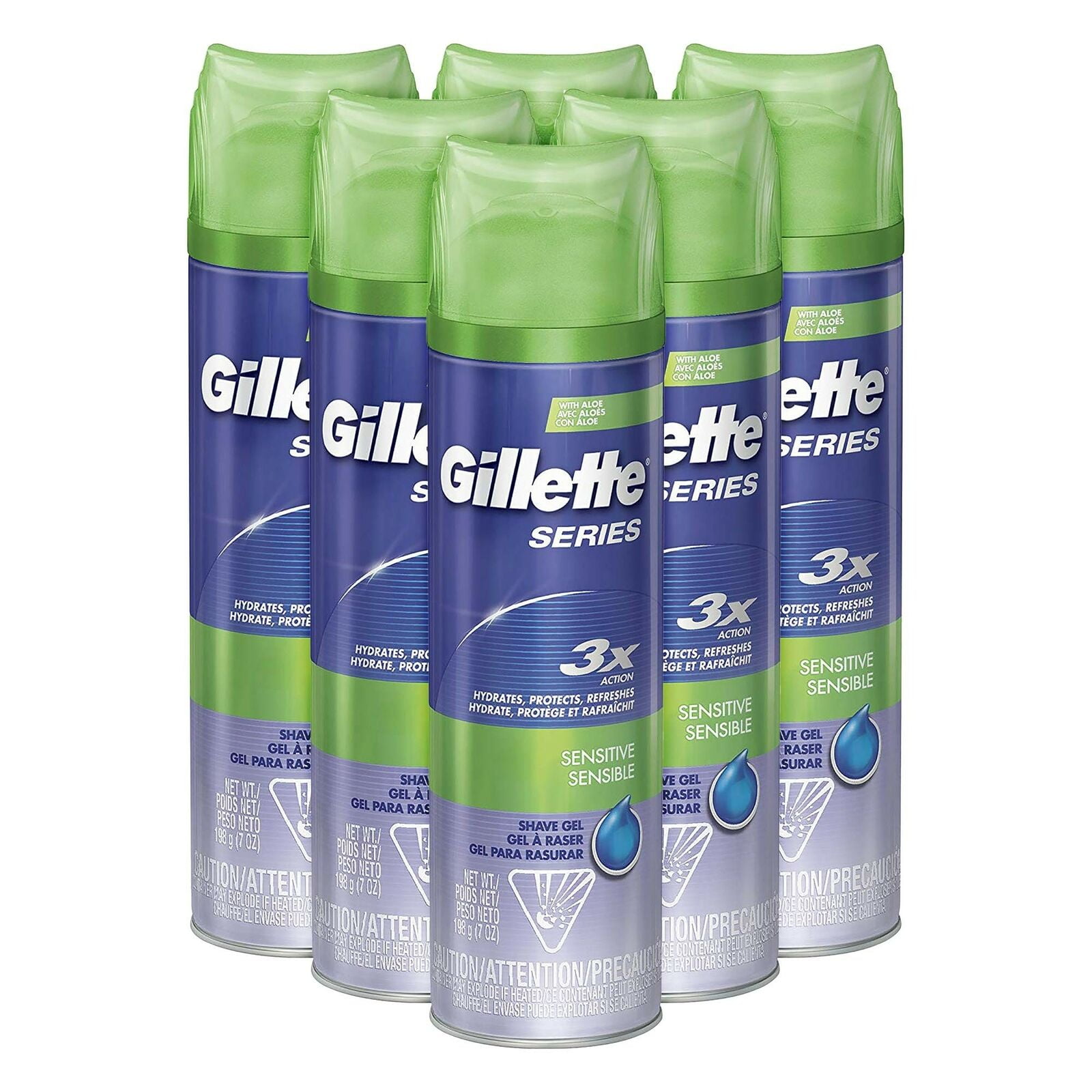 Brand New Gillette Series 3X Action Shave Gel Sensitive 7 Ounce Pack