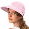 thumbnail image 2 of Delayuji Womens Bucket Hat 2-in-1 Convertible Visor Foldable Adjustable Cotton Polyester Summer UV Protection beach hat Lightweight Travel Outdoor Hat, 2 of 6
