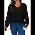 thumbnail image 3 of Sudadera con Capucha para Mujer, de Larga, Holgada y con Cordón Ajustable, Básica Negro XXXL, 3 of 7