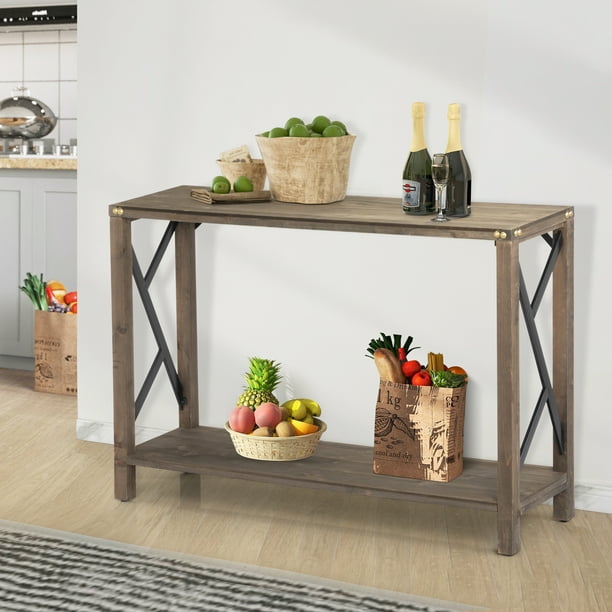 Jaxpety Console Table Entryway Side Table with Storage Shelf for Hallway Living Room, Gray
