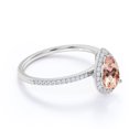 thumbnail image 3 of JeenMata Peach Pink 1 Carat Pear Cut Created Morganite and Moissanite Engagement Ring in 18K Gold Over Sterling Silver, 3 of 6