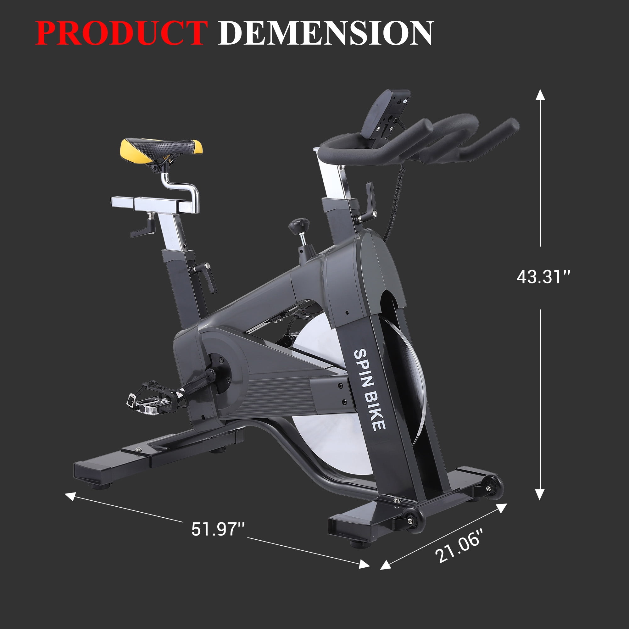 Magnetic Exercise Bike Indoor Cycling Bike for Home Cardio Workout Stationary Bike Heavy-Duty Flywheel Quiet Belt Drive