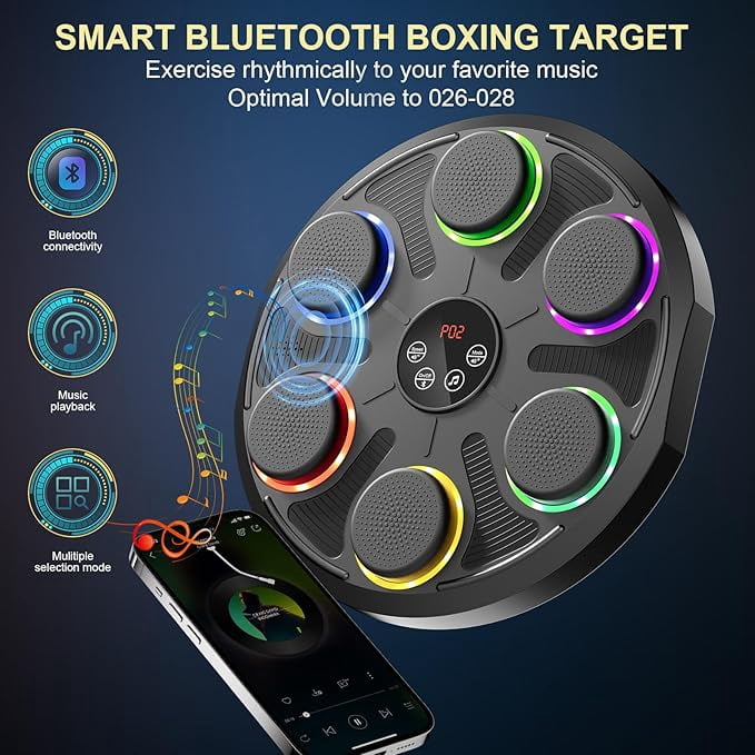RKXQT Music Boxing Machine for Adults Kids, New Upgrade Smart Boxing Music Workout Machine with Gloves, Music Punching Machine Wall Mount Pad, Boxing Workout Equipment Target for Home, Gym