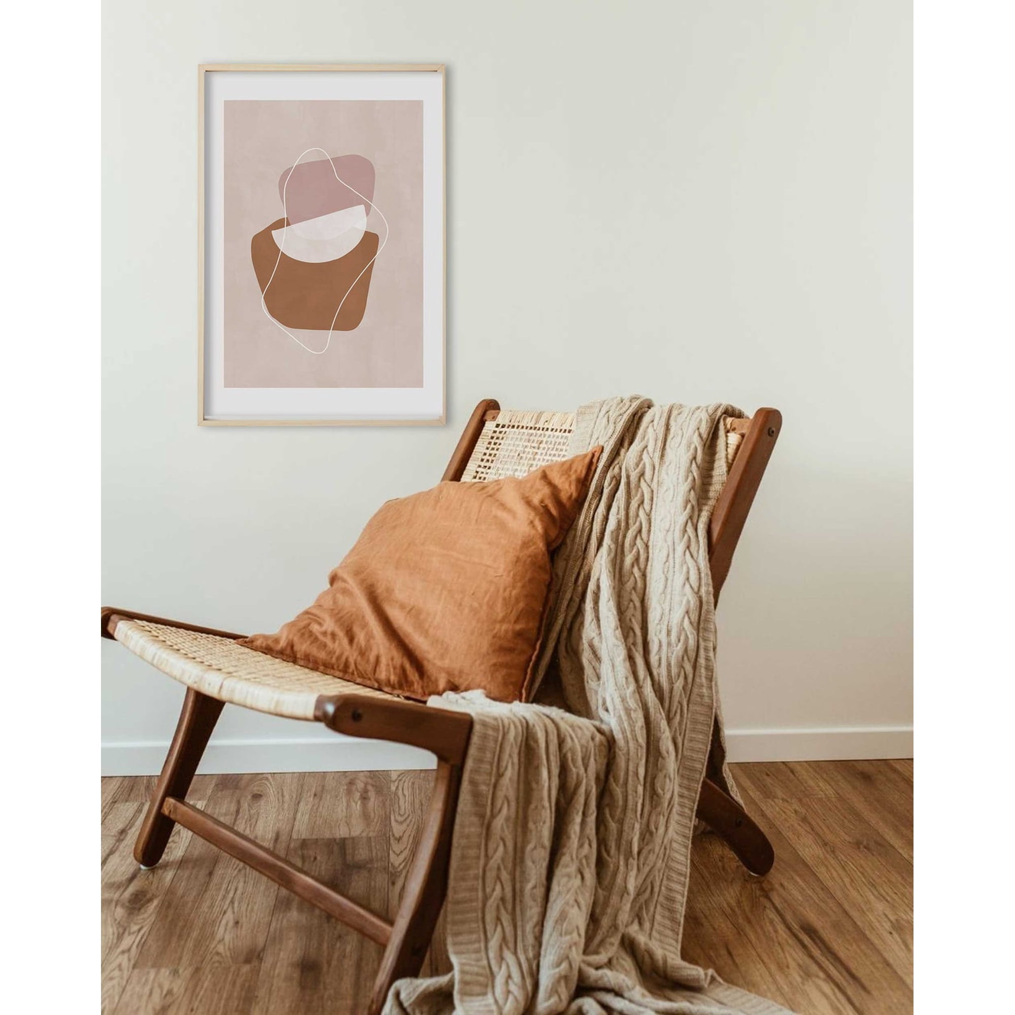 Beige Abstract Geometric Minimalist Boho Wall Art Print Modern Living Room And Office Decor
