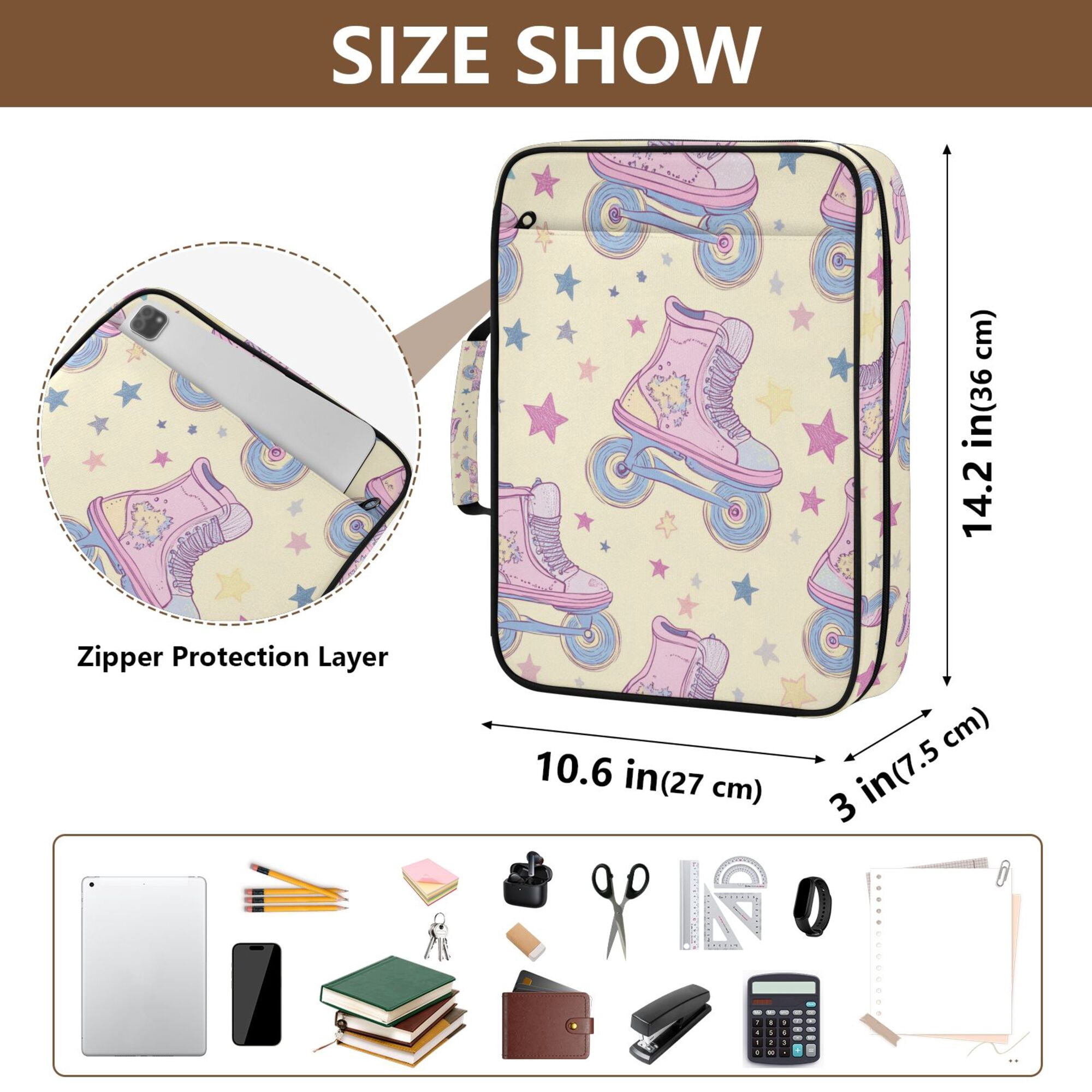 FORMRS Accordion File Folder A4 Size 7-Pocket Expanding Document Organizer Bag with 3 Ring Binder, Roller Disco