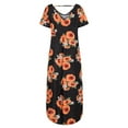 thumbnail image 5 of gakvbuo Summer Dresses for Women 2022 Plus Size Dress Casual Dress Solid Color/Floral Loose Boho Dresses Short Sleeve Maxi Dresses With Pockets, 5 of 9