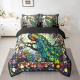 thumbnail image 2 of jejeloiu Retro Boho Floral 7-Piece Twin Bedding Set,Zoo Animal Peacock Rainbow Glass,Ultra Soft Reversible Decor For Kids, 2 of 8