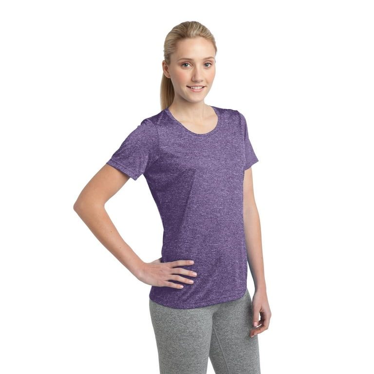 SPORT-TEK Women's Heather Contender Scoop Neck Tee - Moisture Wicking Athletic Shirt For Gym & Everyday Wear